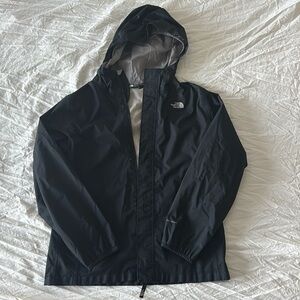 Girls North Face black rain jacket